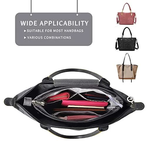 Vercord Expandable Nylon Handbag Purse Organizer Insert Liner Shaper Bag in Bag Dark Grey Medium | Waterproof & Durable Organizer for Totes thumbnail 7