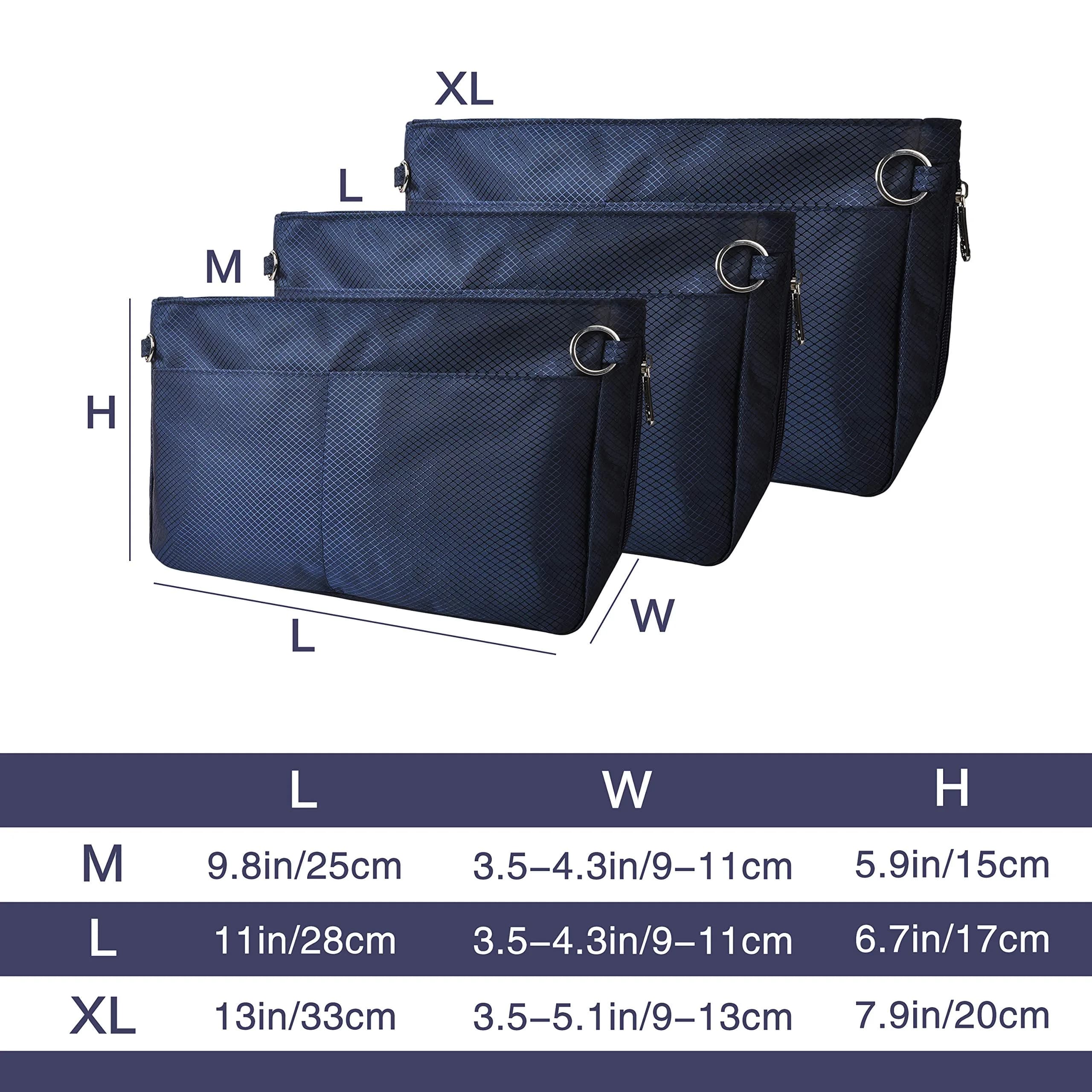 Vercord Navy Medium Expandable Nylon Handbag Purse Organizer - Waterproof Bag in Bag Liner - view 2