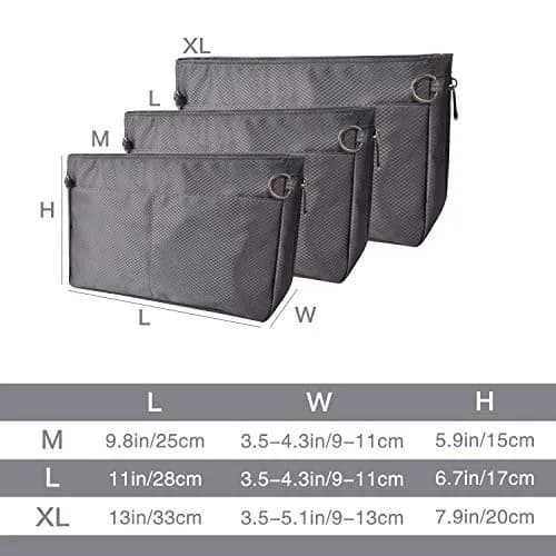 Vercord Expandable Dark Grey Large Handbag Purse Organizer Insert Liner Shaper Bag in Bag thumbnail 2