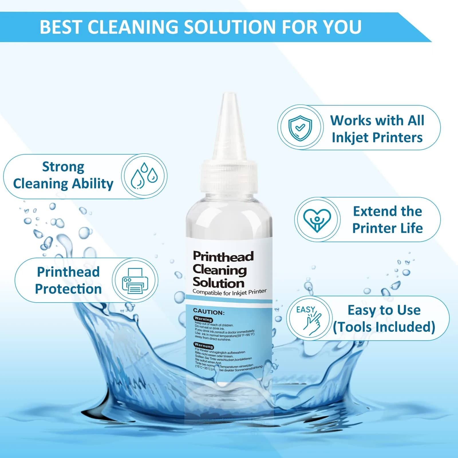 Wawocs Printhead Cleaning Kit 100ml (3.38 Fl Oz) | Professional Inkjet Printer Head Cleaner for Epson, HP, Canon - view 6