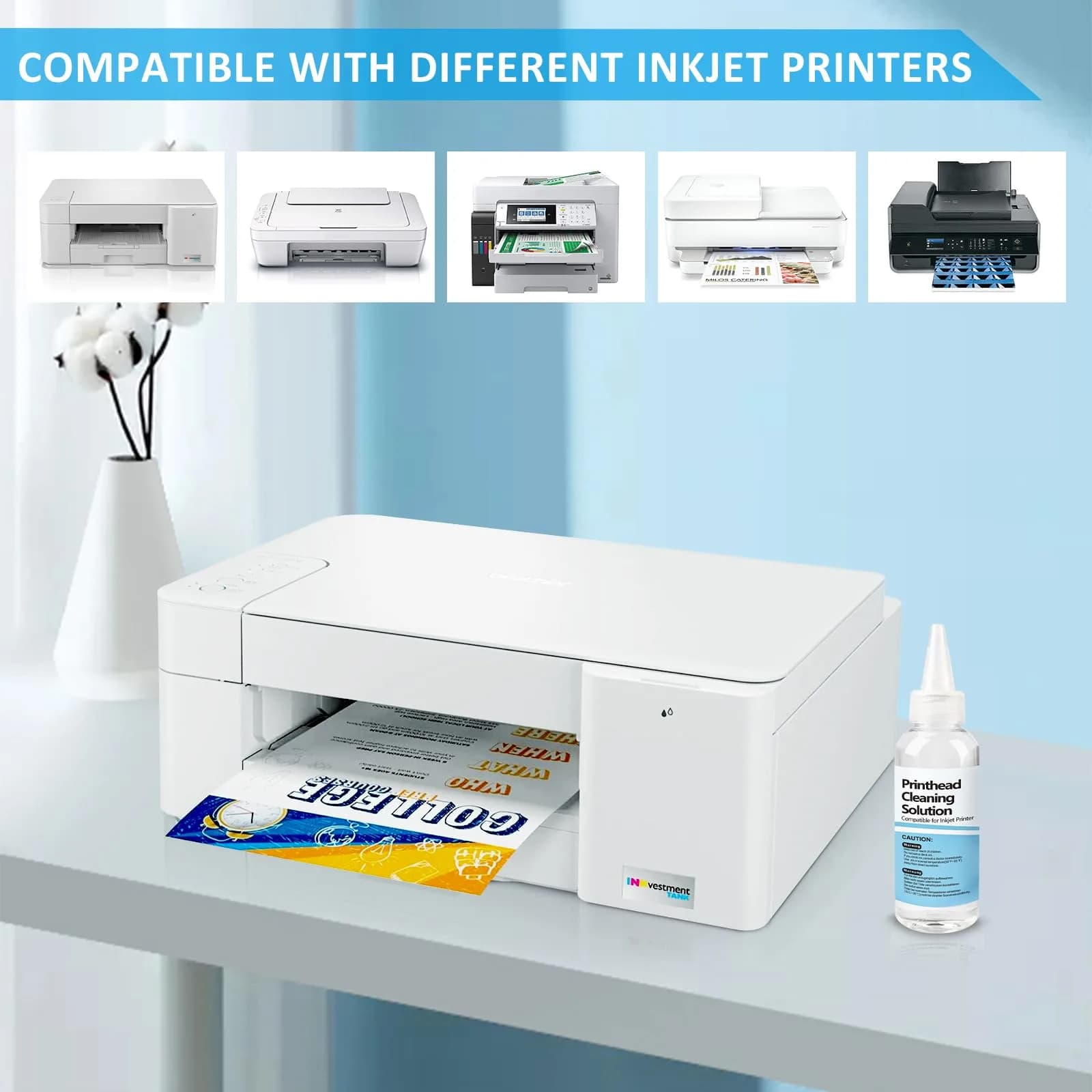 Wawocs Printhead Cleaning Kit 100ml (3.38 Fl Oz) | Professional Inkjet Printer Head Cleaner for Epson, HP, Canon - view 2
