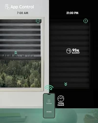 Yoolax Motorized Zebra Blinds with Remote | Room Darkening Smart Blinds for Home & Office thumbnail 4