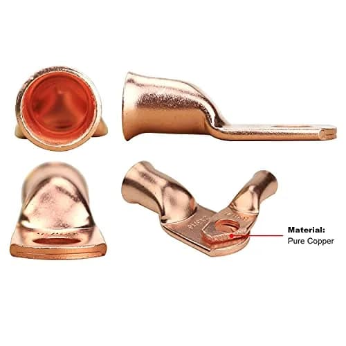 TKDMR 10 PCS 1 AWG - 5/16 Copper Battery Cable Lugs Ring Terminals | Corrosion-Resistant Copper, UL & CSA Certified, Heavy Duty (70-120c) thumbnail 3