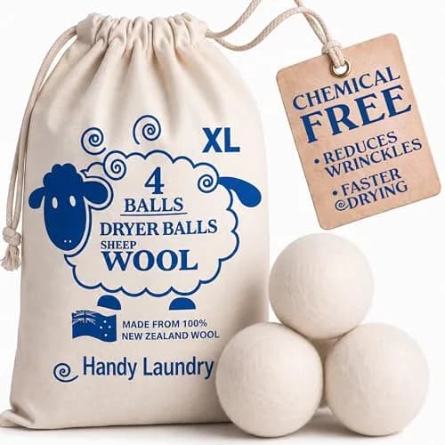 Handy Laundry Wool Dryer Balls 4-Pack, Reusable Natural Fabric Softener | 7.6 cm (3") Diameter thumbnail 1