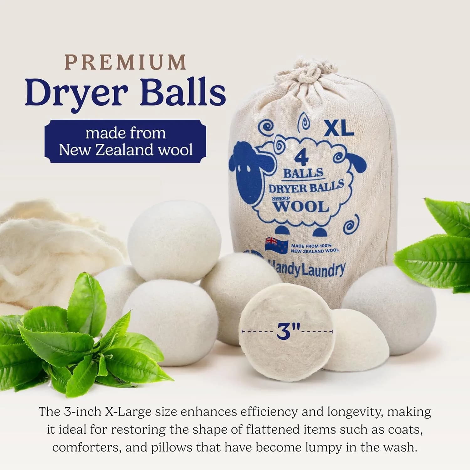 Handy Laundry Wool Dryer Balls - 4 Pack | Natural Fabric Softener Alternative - view 3