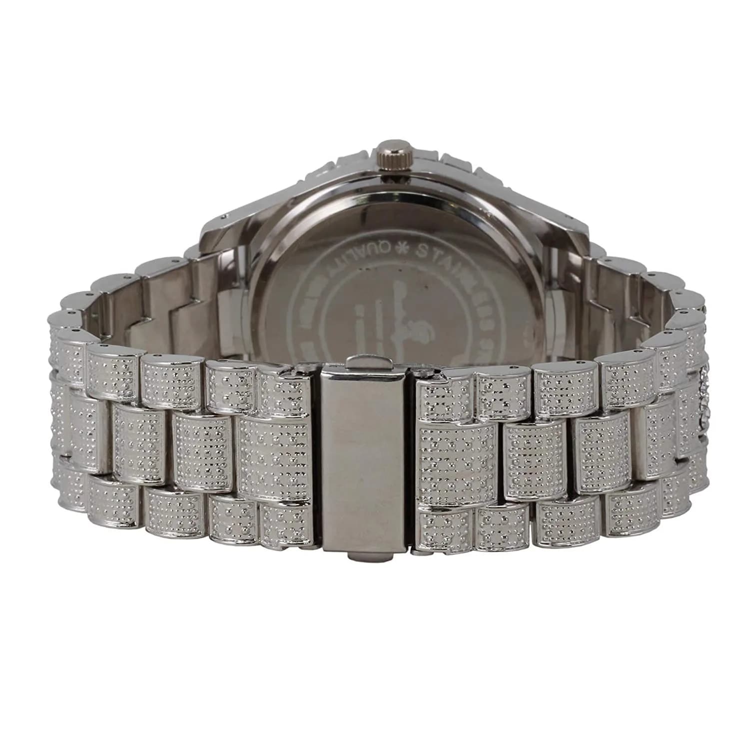 Charles Raymond Watch Flawless Multi Color Big Diamond Ice Rollie - ST10327DxxS (Silver Rainbow) | Hip Hop Style, 28 Crystals, Blood Red Dial thumbnail 5