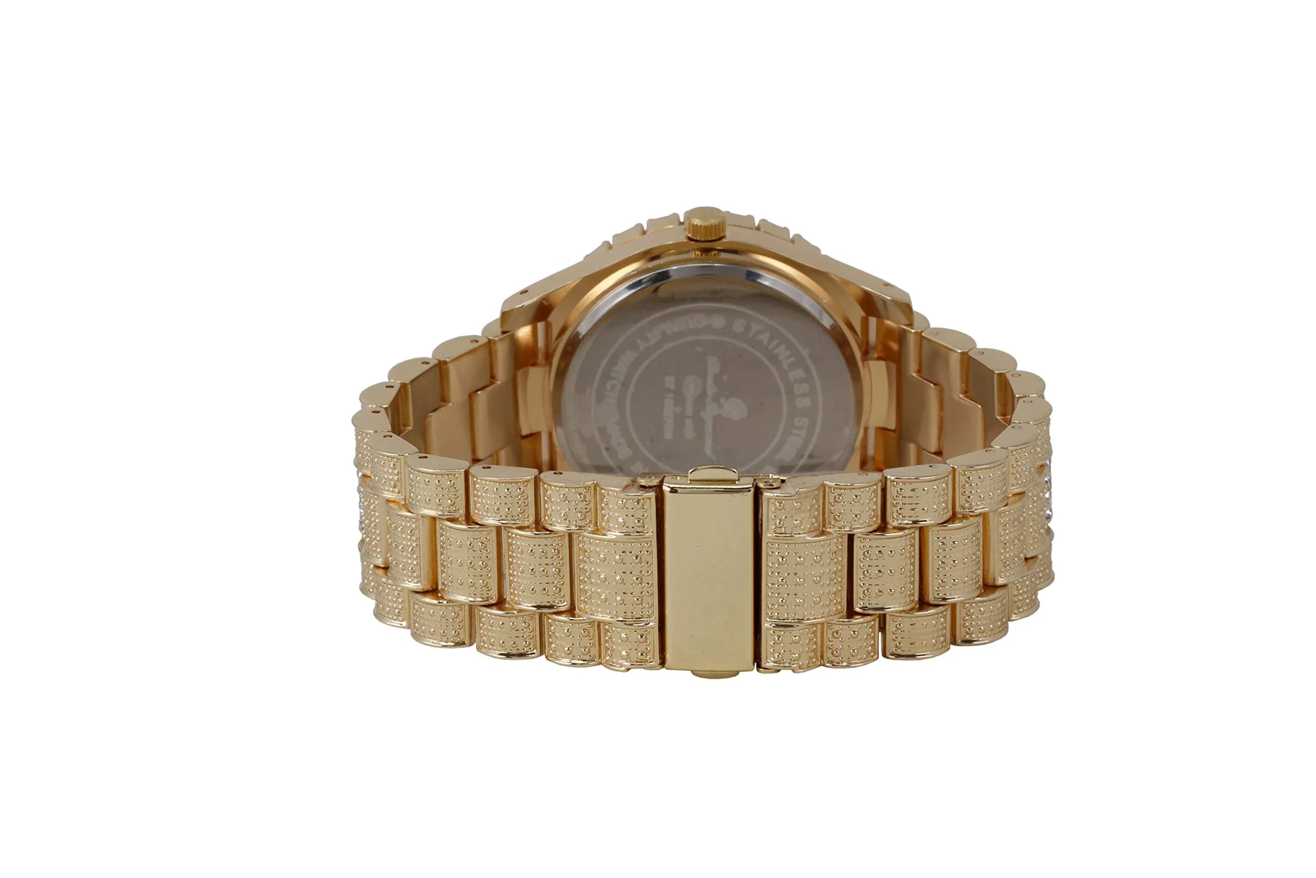 Charles Raymond Hip Hop Iced Out Watch - Gold Black R# with Roman Numerals & Silver Tone Finish | 42mm Case - view 4