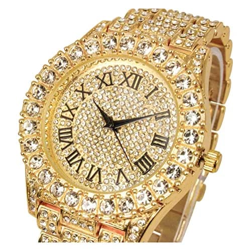 Charles Raymond Mens Big Rocks Bezel with Color Roman Numerals 1.75in Dial | Luxury Look Watch with Crystals thumbnail 5