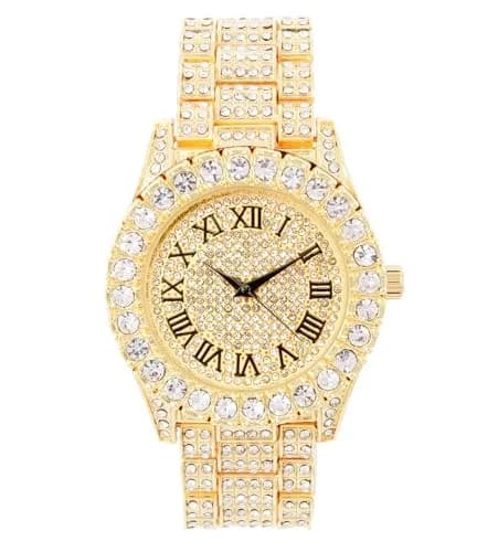 Charles Raymond Mens Big Rocks Bezel with Color Roman Numerals 1.75in Dial | Luxury Look Watch with Crystals thumbnail 1