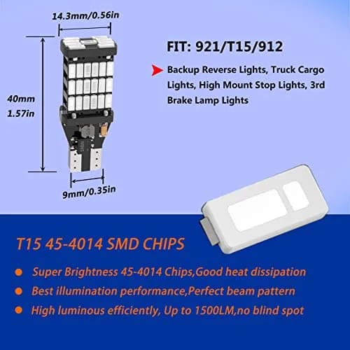 firiKer Vehicle Light Bulb 4PCS Brilliant Red 921 T15 W16W | Error Free Reverse Lights thumbnail 2