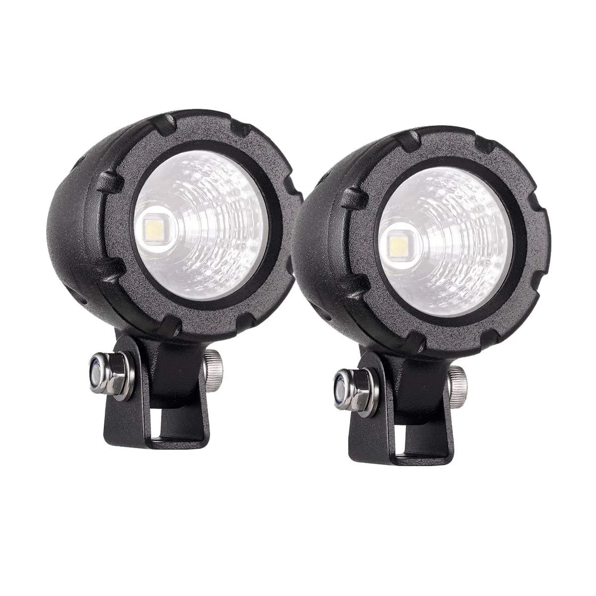 Lightronic 1.7" Round Motorcycle LED Fog Light Pods, 6000K Cool-White, Waterproof, 12V/24V, 2-Pack | Long Range Flood Beam