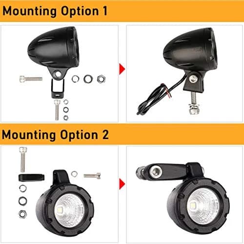 Lightronic 1.7" Round Motorcycle LED Fog Light Pods, 6000K Cool-White, Waterproof, 12V/24V, 2-Pack | Long Range Flood Beam thumbnail 3