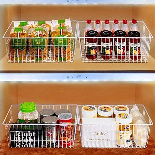 Slideep Farmhouse Freezer Baskets Organizer Storage Bins Large 6 Pack | Rustic Steel Wire Kitchen & Pantry Organizer thumbnail 4