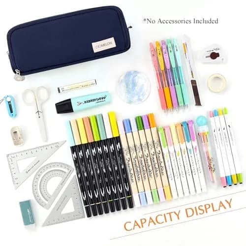 CICIMELON Large Capacity Pencil Case 3 Compartment Navy | Durable & Spacious (70-120 chars) thumbnail 4