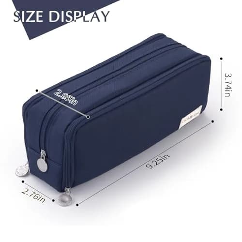 CICIMELON Large Capacity Pencil Case 3 Compartment Navy | Durable & Spacious (70-120 chars) thumbnail 5