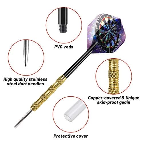 Accmor Metal Tip Darts, Steel Tip Darts, 14g Professional Metal Darts, 18 pcs | Durable, Precise Control for All Skill Levels thumbnail 3