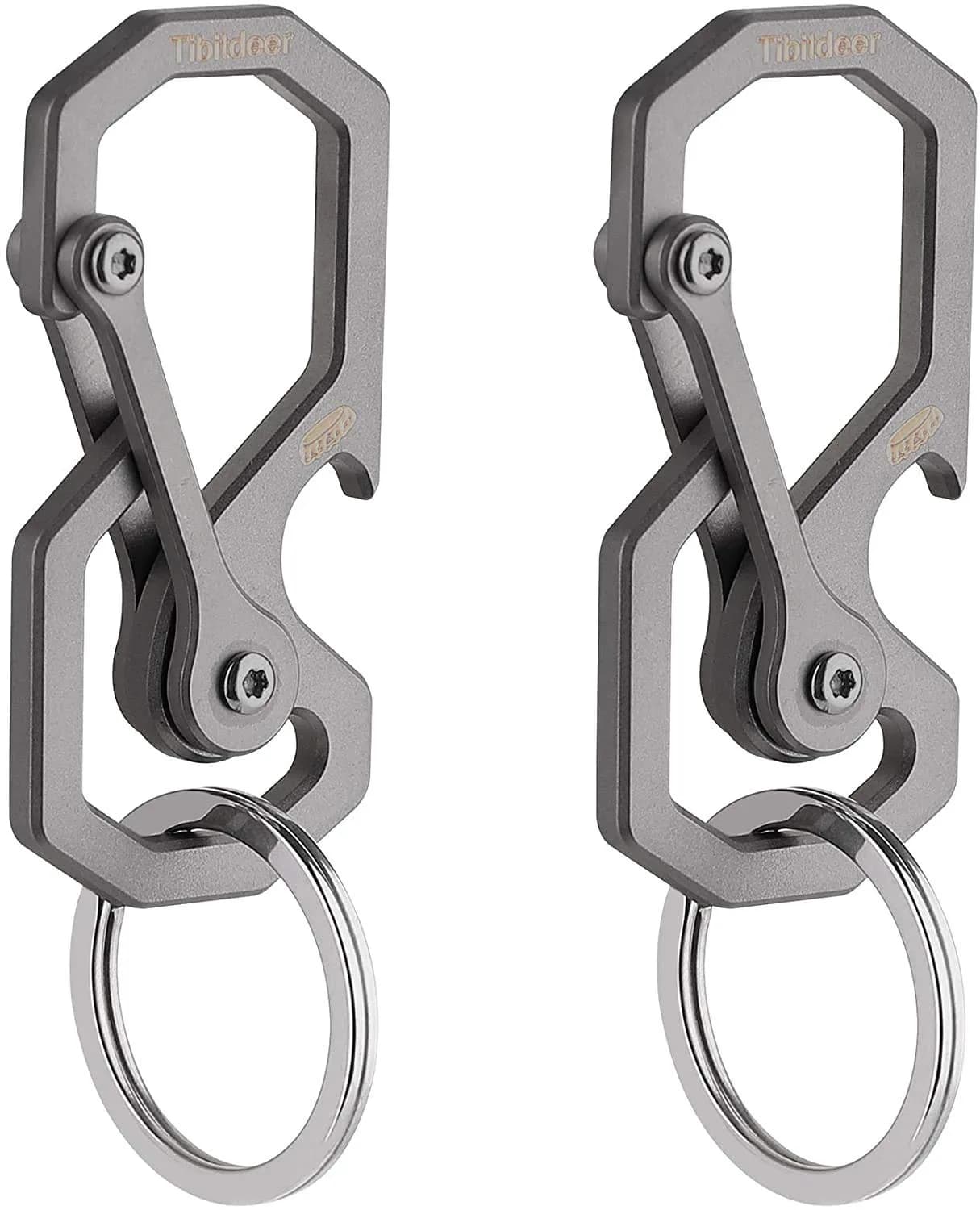 Tibitdeer Titanium Key Chain | Heavy Duty Carabiner Organizer for Men & Women, 2 Pack — 2pcs-C
