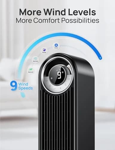 DREO Tower Fan for Bedroom, 42 Inch, 9 Speeds | Upgraded DC 28ft/s Velocity, Silent & Remote Control thumbnail 4