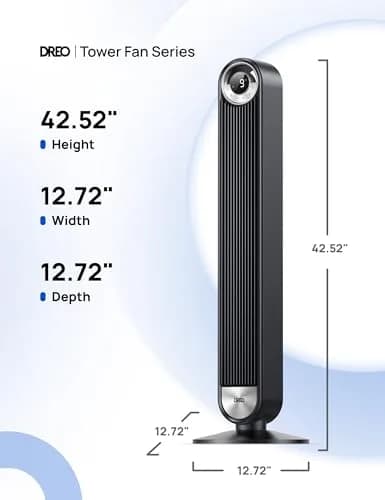 DREO Tower Fan for Bedroom, 42 Inch, 9 Speeds | Upgraded DC 28ft/s Velocity, Silent & Remote Control thumbnail 8