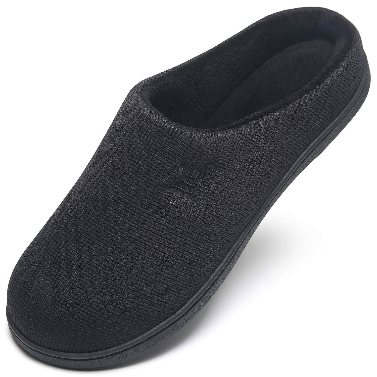 MAIITRIP Men's Memory Foam Slippers Size 16-17 | Indoor Outdoor Non Slip House Shoes — All Black / 16-17