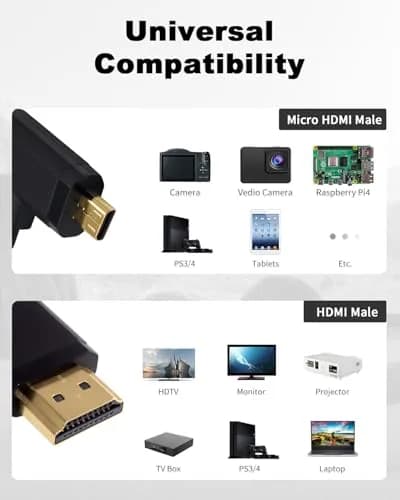 Duttek 4K Micro HDMI to HDMI Coiled Cable 1.2m (4ft) | Left Angled 90 Degree, 18Gbps thumbnail 7