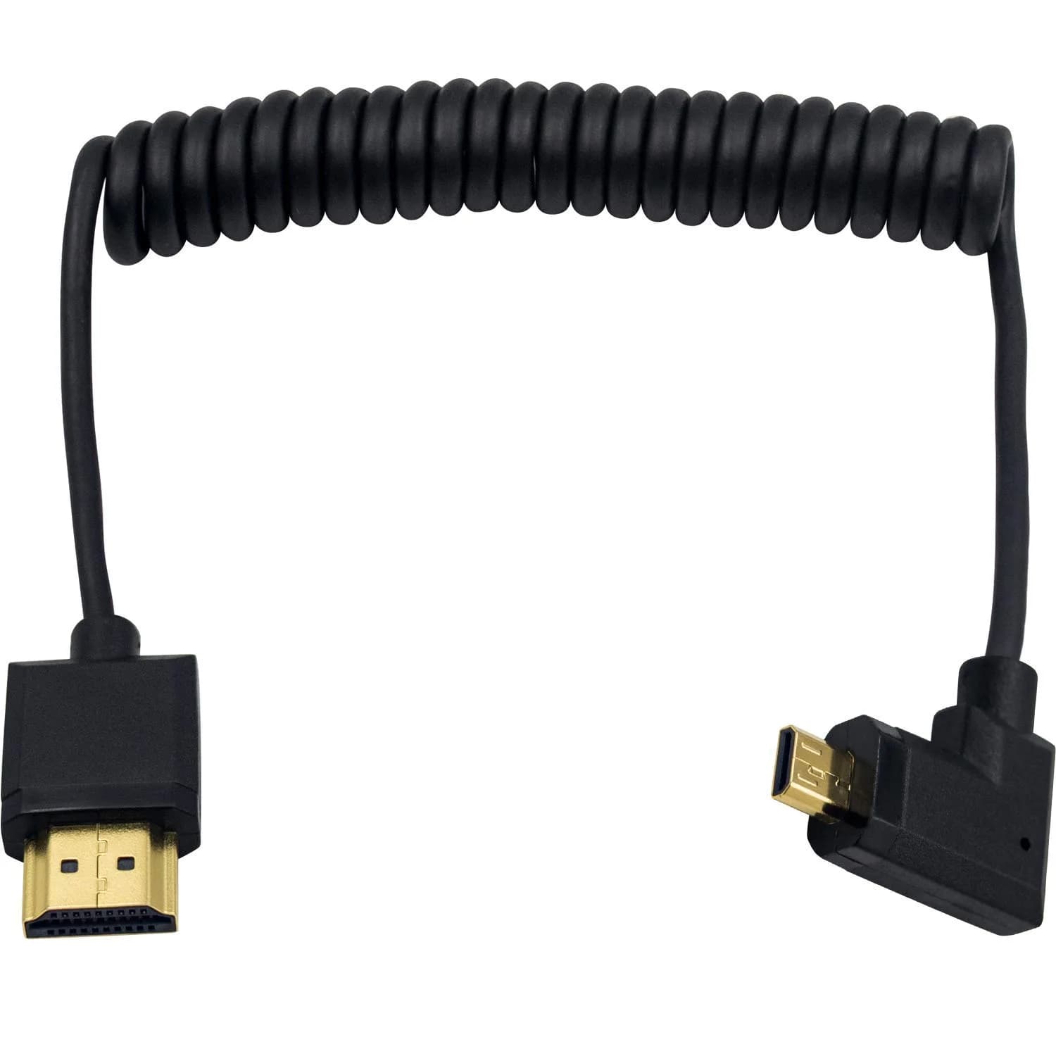 Duttek 4K Micro HDMI to HDMI Coiled Cable 1.2m (4ft) | Left Angled 90 Degree, 18Gbps - main product image