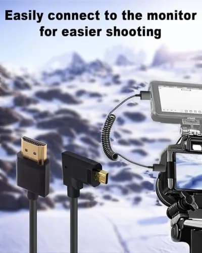 Duttek 4K Micro HDMI to HDMI Coiled Cable 1.2m (4ft) | Left Angled 90 Degree, 18Gbps thumbnail 3