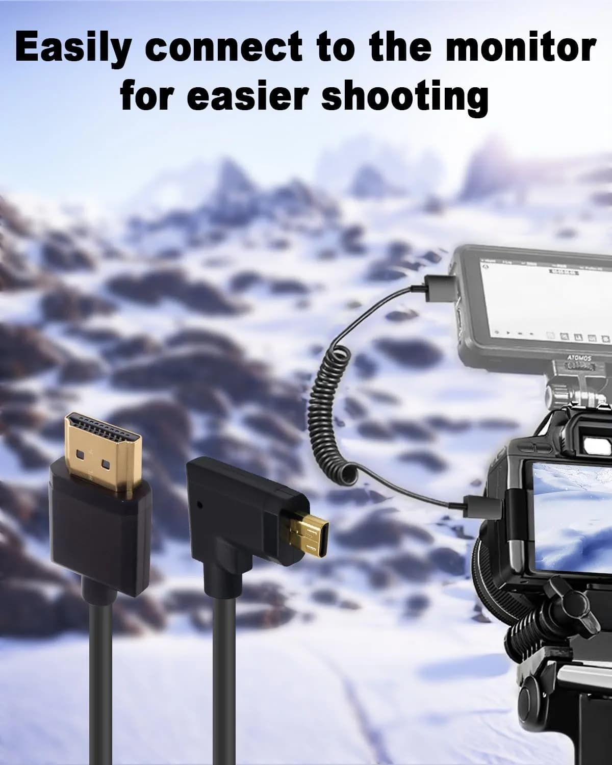 Duttek 4K Micro HDMI to HDMI Coiled Cable 1.2m (4ft) | Left Angled 90 Degree, 18Gbps - view 3