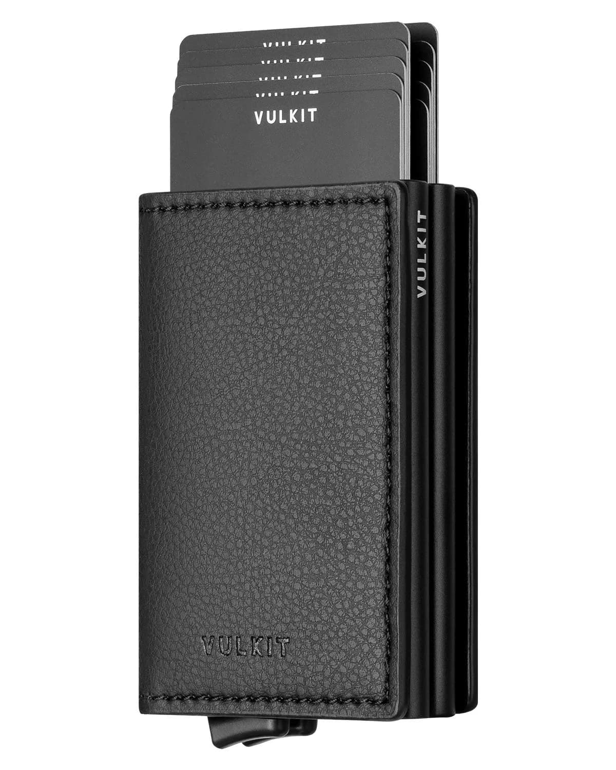 VULKIT Automatic Leather Slim Credit Card Holder with RFID Blocking Metal Double Case 11 cm (4.33 in) | Quick Access Tiered Card Pop-Up - main product image