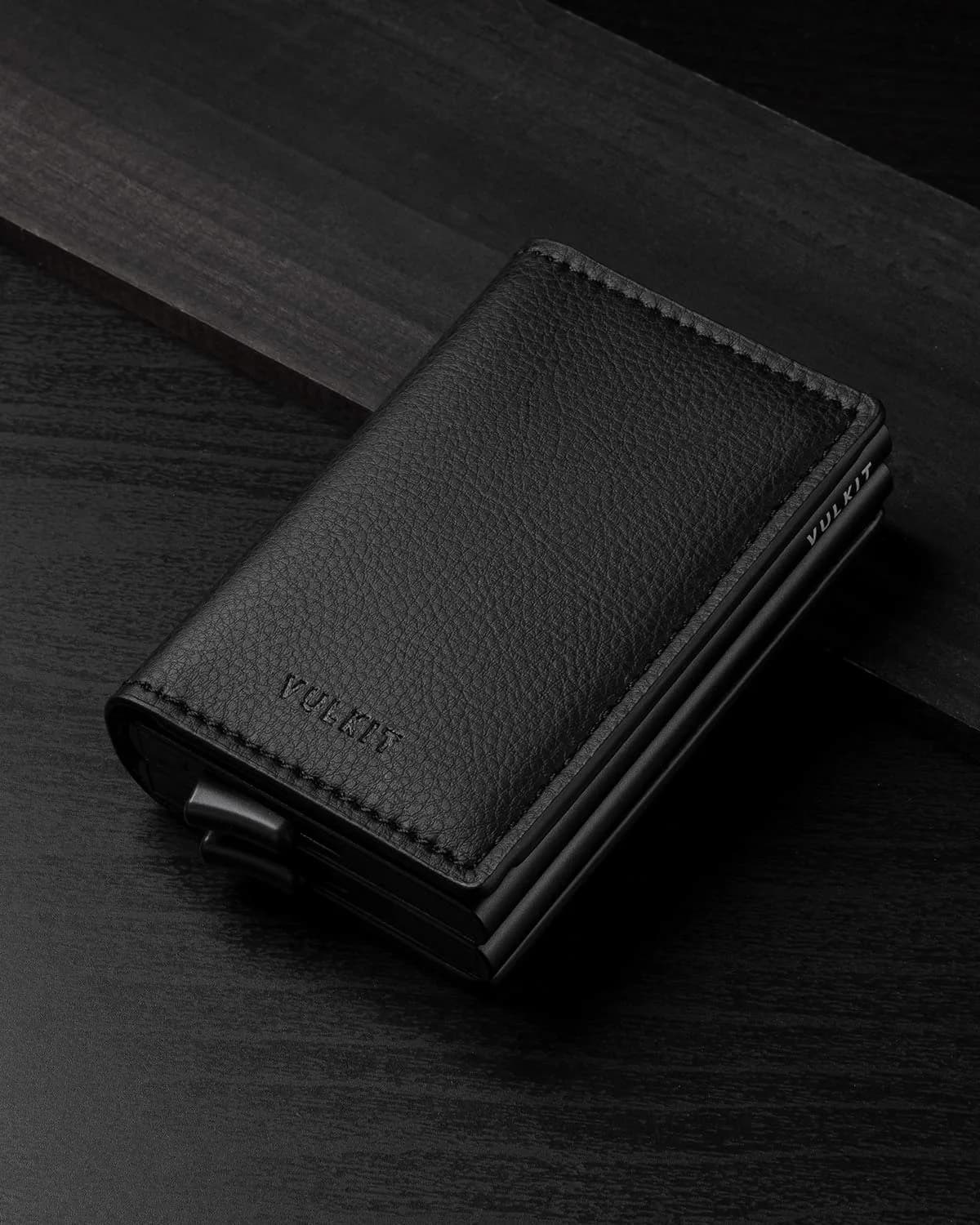 VULKIT Automatic Leather Slim Credit Card Holder with RFID Blocking Metal Double Case 11 cm (4.33 in) | Quick Access Tiered Card Pop-Up - view 5
