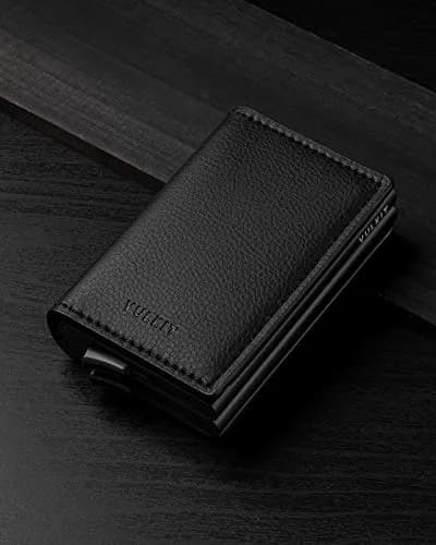 VULKIT Automatic Leather Slim Credit Card Holder with RFID Blocking Metal Double Case 11 cm (4.33 in) | Quick Access Tiered Card Pop-Up thumbnail 5