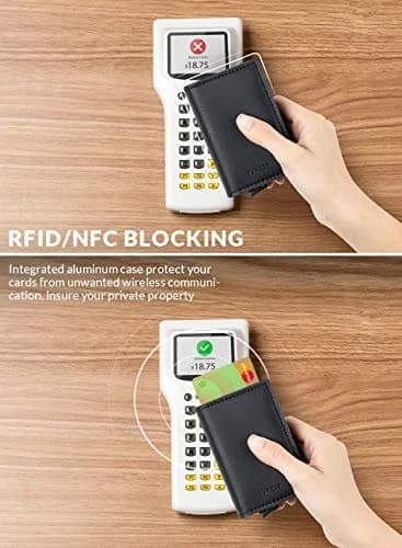 VULKIT Automatic Leather Slim Credit Card Holder with RFID Blocking Metal Double Case 11 cm (4.33 in) | Quick Access Tiered Card Pop-Up thumbnail 3