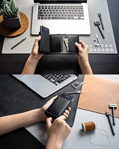VULKIT Pop Up Double Card Case 11.9cm (4.7in) | RFID Blocking Leather & Carbon Fiber thumbnail 4