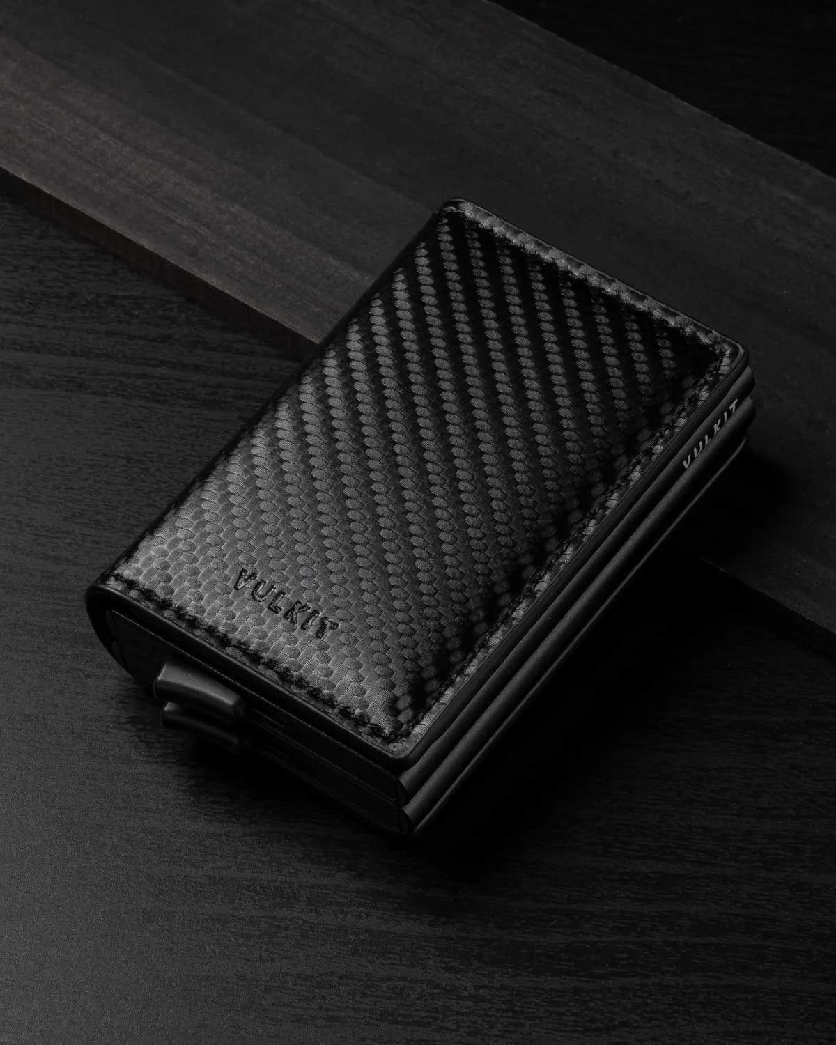 VULKIT Pop Up Double Card Case 11.9cm (4.7in) | RFID Blocking Leather & Carbon Fiber - view 5
