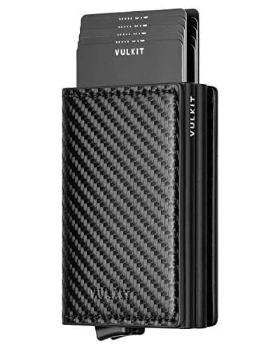 VULKIT Pop Up Double Card Case 11.9cm (4.7in) | RFID Blocking Leather & Carbon Fiber thumbnail 1