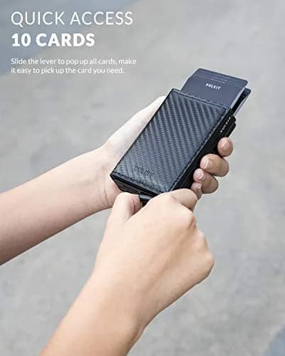 VULKIT Pop Up Double Card Case 11.9cm (4.7in) | RFID Blocking Leather & Carbon Fiber thumbnail 2