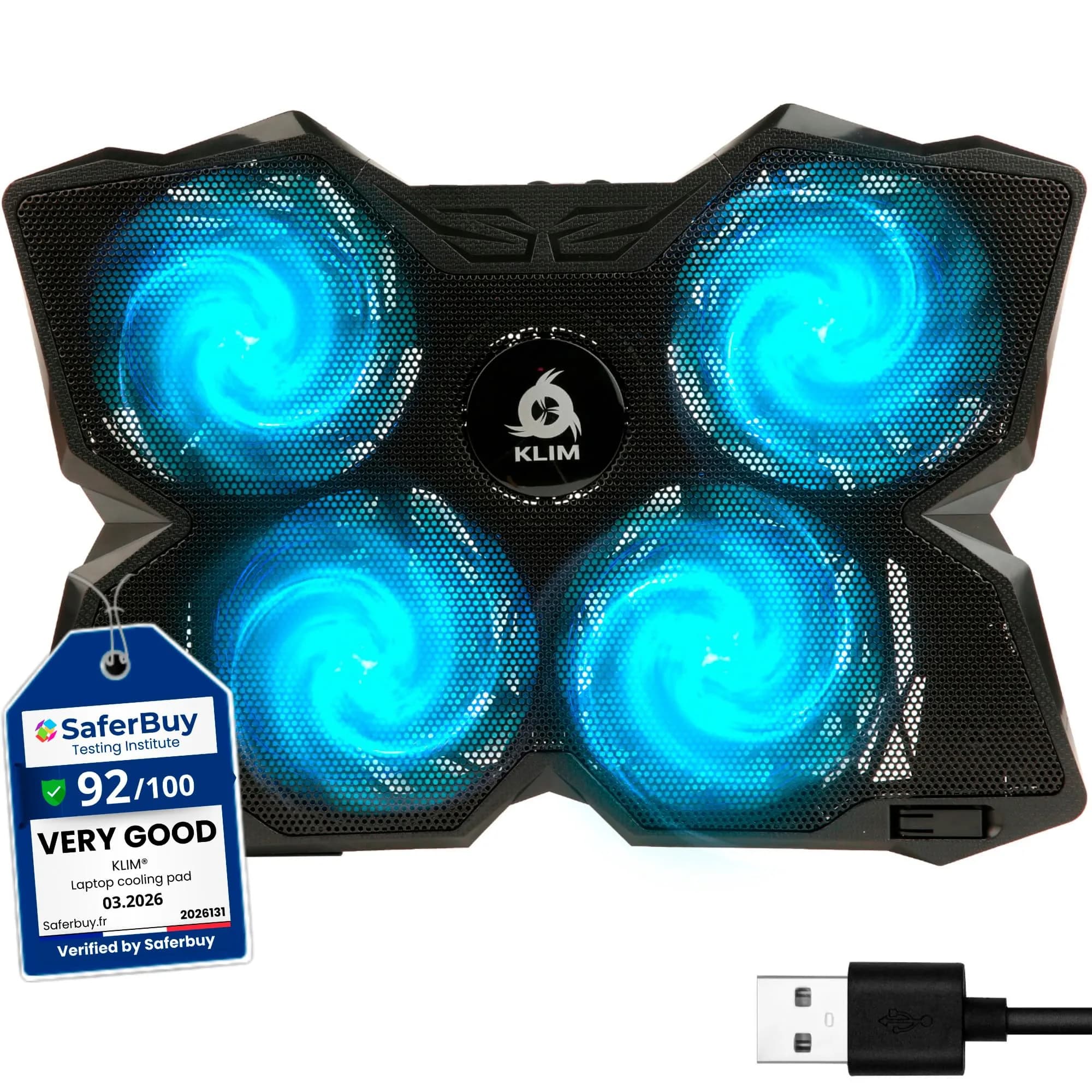 KLIM Wind Laptop Cooling Pad Support 11-17 Inch Laptops | Powerful, Quiet, Slim Design — Turquoise