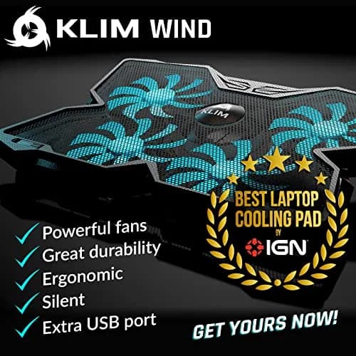 KLIM Wind Laptop Cooling Pad with 4 Fans at 1200 RPM | Turquoise thumbnail 2
