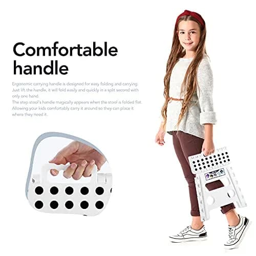 Delxo Folding Step Stool 13 Inch White | CPC Certified, 300 Lbs Capacity, Portable & Foldable thumbnail 4