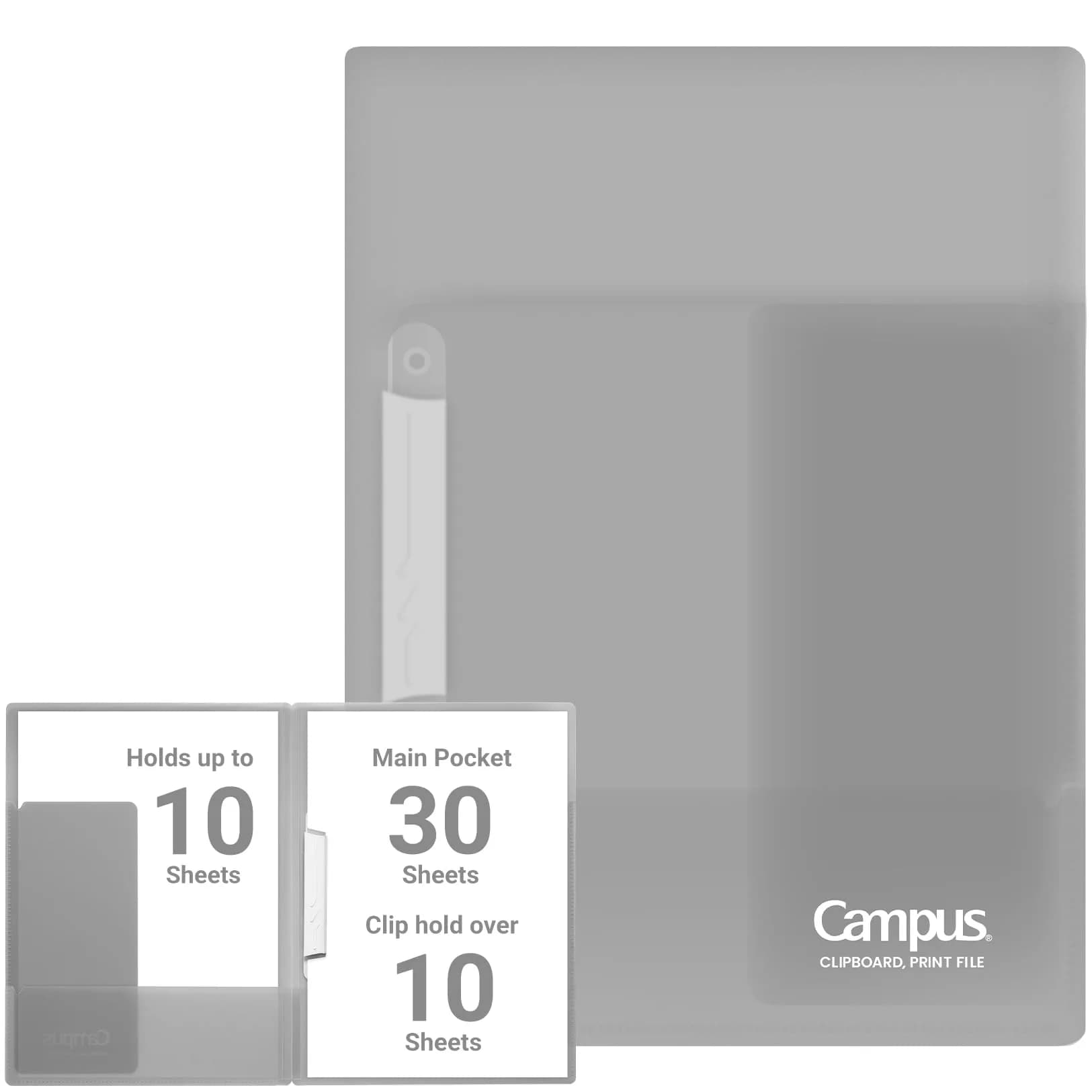 Kokuyo Portfolio Folder with Pockets & Clip, Gray, 31cm (12.2in) | Holds 40+10 Sheets