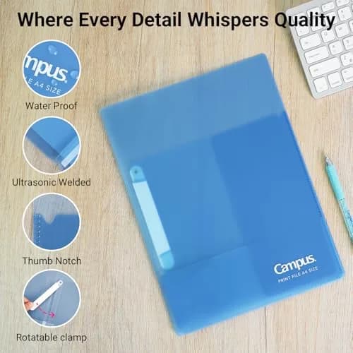 Kokuyo Portfolio Folder with Pockets & Clip, Gray, 31cm (12.2in) | Holds 40+10 Sheets thumbnail 8