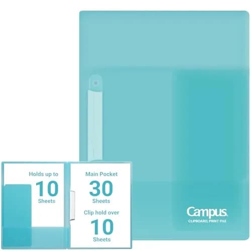 Kokuyo Portfolio Folder with Pockets, Light Blue, A4/Letter Size | Dual-Purpose Clip & Pocket Design thumbnail 1
