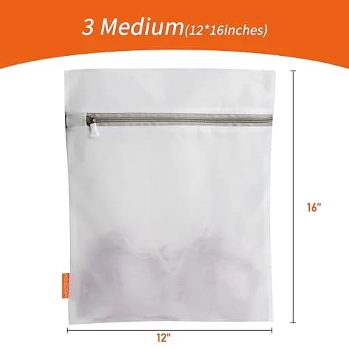 Polecasa Mesh Laundry Bags 3 Pack, 12 x 16" Medium, Fine Mesh | Durable, Auto-Lock Zipper, Safe for Delicates thumbnail 6