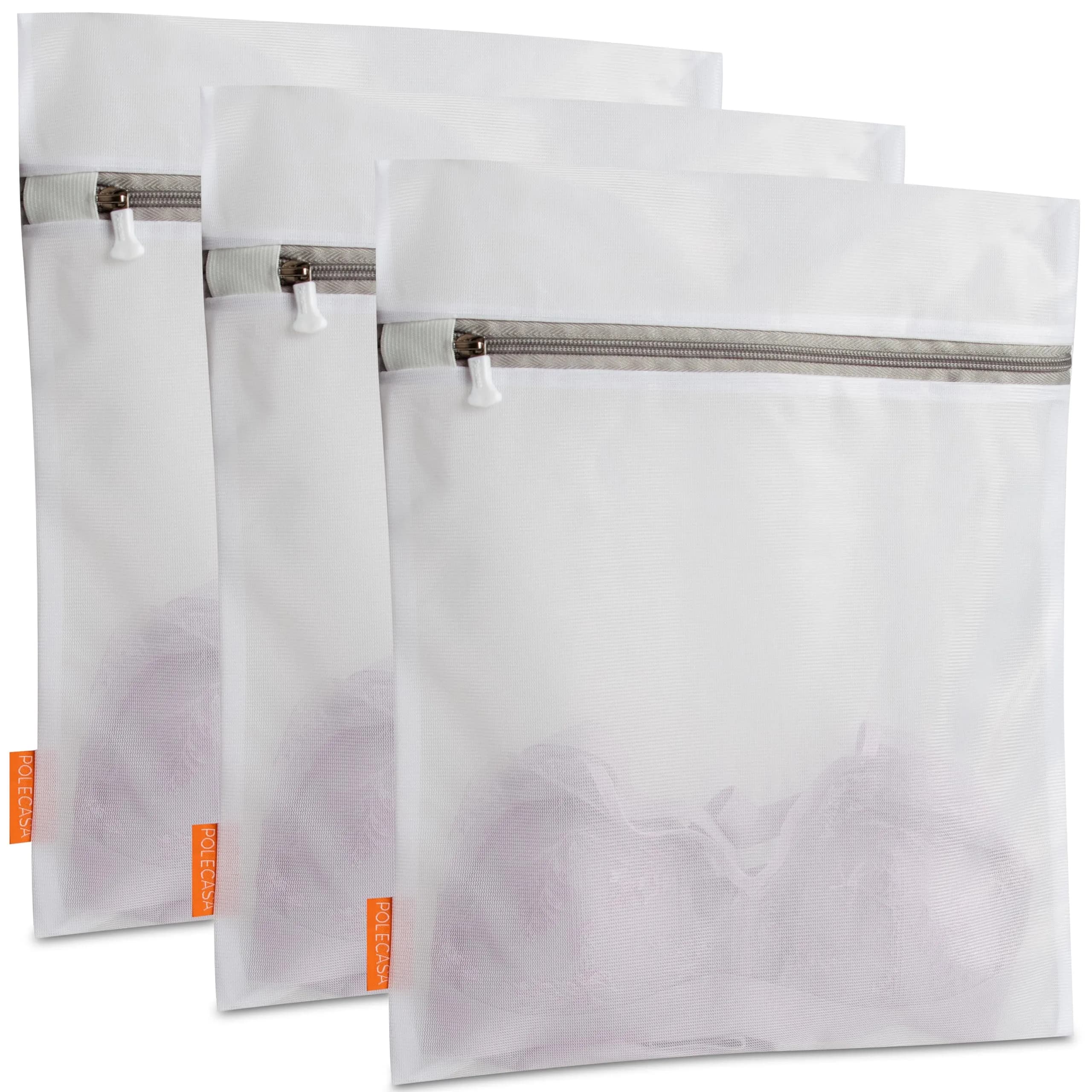 Polecasa Mesh Laundry Bags 3 Pack, 12 x 16" Medium, Fine Mesh | Durable, Auto-Lock Zipper, Safe for Delicates — Fine Mesh