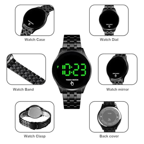 PASOY Men's Gold Digital LED Touch Screen Watch 42mm (1.65in) | Modern Style & Everyday Practicality thumbnail 5