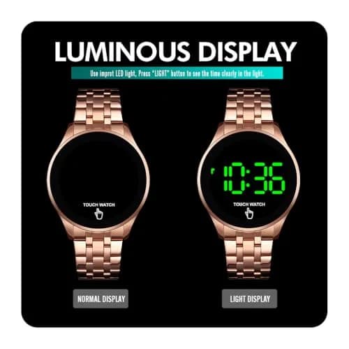 PASOY Men's Gold Digital LED Touch Screen Watch 42mm (1.65in) | Modern Style & Everyday Practicality thumbnail 7