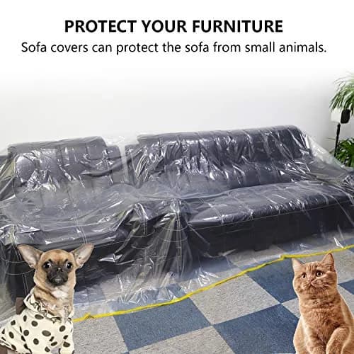 HERSENT 2 Packs 12ft Plastic Sofa Couch Cover Waterproof Dustproof for Sectional Sofa & Bed, Extra Large Furniture Protector (146" x 108") thumbnail 5
