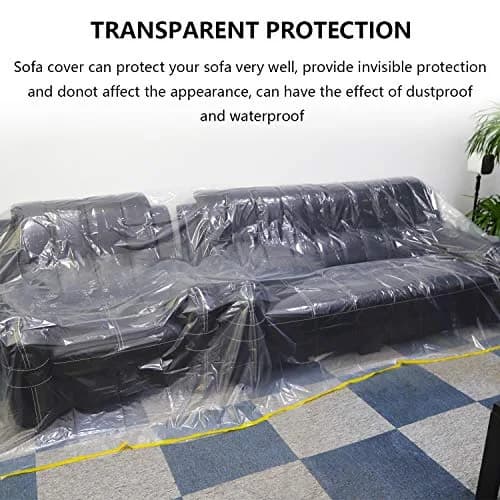 HERSENT 2 Packs 12ft Plastic Sofa Couch Cover Waterproof Dustproof for Sectional Sofa & Bed, Extra Large Furniture Protector (146" x 108") thumbnail 3