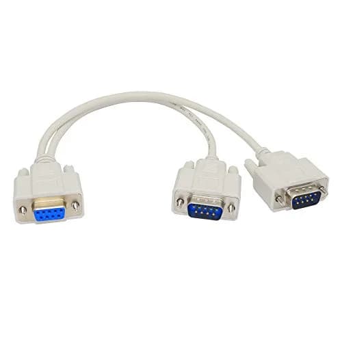 PNGKNYOCN 30cm DB9 Y Splitter Cable DB9 9 Pin 1 Female to 2 Male RS232 Serial Adapter thumbnail 1