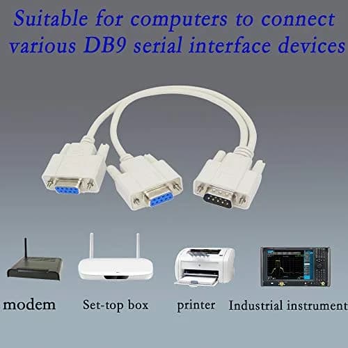 PNGKNYOCN 30cm DB9 Y Splitter Cable DB9 9 Pin 1 Male to 2 Female Rs232 Serial Adapter thumbnail 7